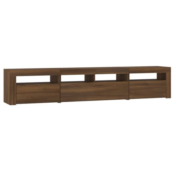 The Living Store Tv-bänk med LED-belysning brun ek 210x35x40 cm - TV-bänkar