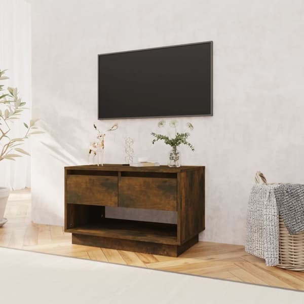 The Living Store tv-bord 102x41x44 cm konstrueret træ røget egetræsfarve - TV-møbler