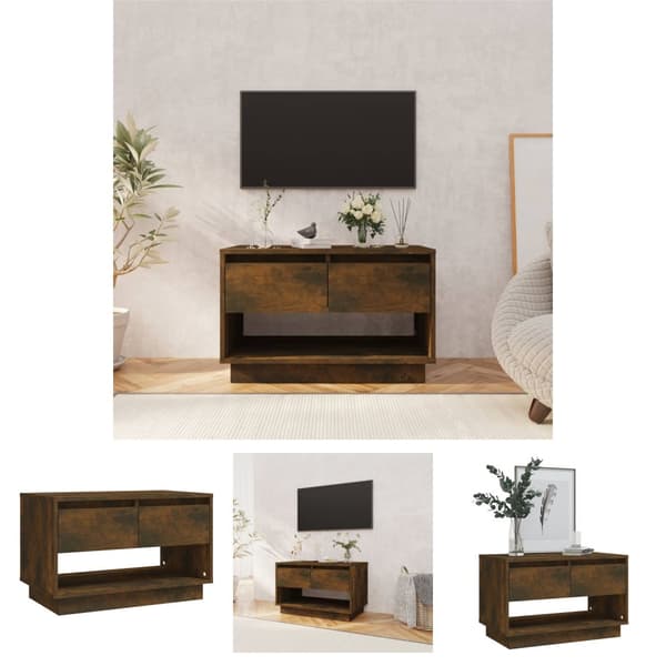 The Living Store tv-bord 102x41x44 cm konstrueret træ røget egetræsfarve - TV-møbler