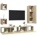 Miniatyrbild 4 av 10: The Living Store TV-skåp 5 delar sonoma-ek konstruerat trä -  TV-bänkar