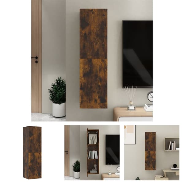 The Living Store væghængt tv-skab 30,5x30x110 cm røget egetræsfarve -  TV-møbler
