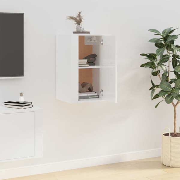 The Living Store væghængt tv-skab 40x34,5x60 cm hvid højglans -  TV-møbler