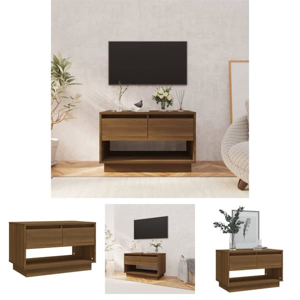 The Living Store tv-bord 70x41x44 cm konstrueret træ brun egetræsfarve -  TV-møbler