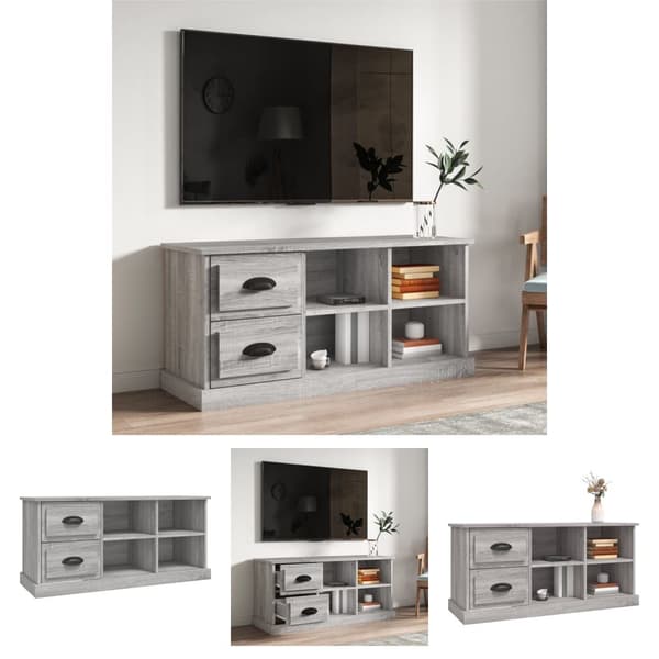 The Living Store Tv-bänk grå sonoma 102x35,5x47,5 cm konstruerat trä - TV-bänkar