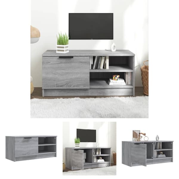 The Living Store tv-bord 80x35x36,5 cm konstrueret træ grå sonoma-eg -  TV-møbler