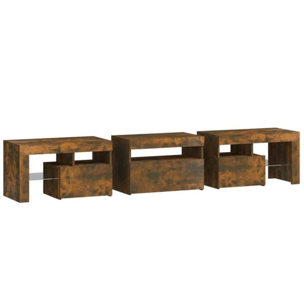 The Living Store Tv-bänk med LED-belysning Rökfärgad ek 200x36,5x40 cm -  TV-bänkar