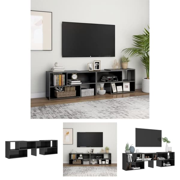 The Living Store tv-skab 149x30x52 cm spånplade grå højglans -  TV-møbler