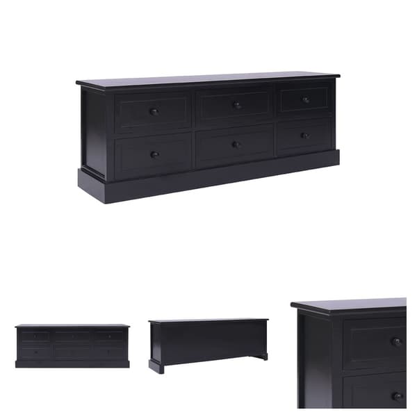 The Living Store Tv-bänk svart 108x30x40 cm massivt kejsarträ -  TV-bänkar