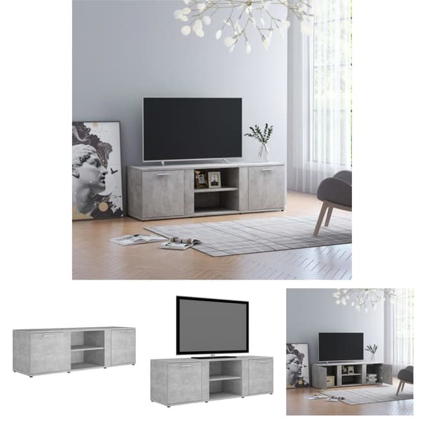 The Living Store tv-bord 120x34x37 cm konstrueret træ betongrå -  TV-møbler