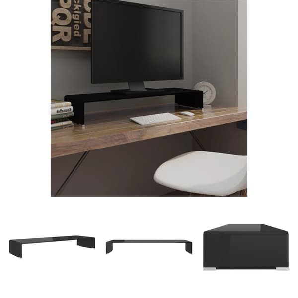 The Living Store TV-stander/monitorstand sort glas 90x30x13 cm -  TV-møbler