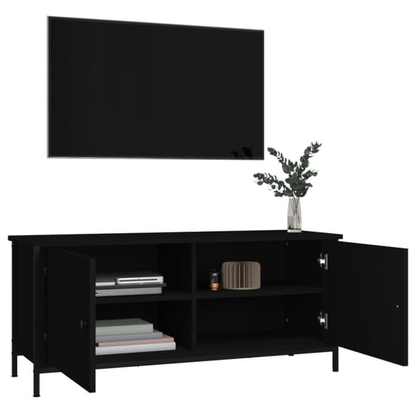 The Living Store TV-taso ovilla musta 102x35x45 cm tekninen puu - TV-tasot