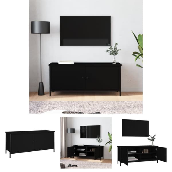 The Living Store TV-taso ovilla musta 102x35x45 cm tekninen puu - TV-tasot
