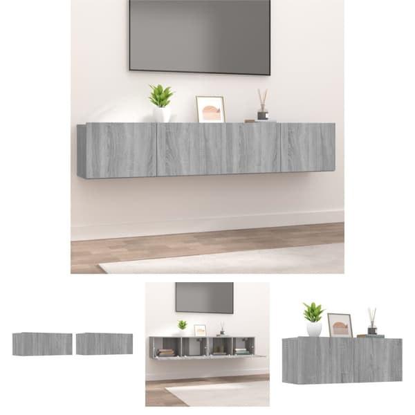 The Living Store tv-skabe 2 stk. 80x30x30 cm konstrueret træ grå sonoma-eg -  TV-møbler