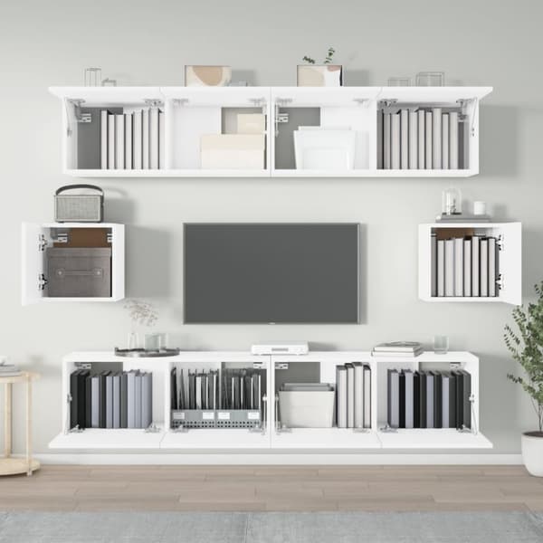 The Living Store tv-skabssæt 6 dele konstrueret træ hvid - TV-møbler