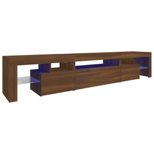 The Living Store Tv-bänk med LED-belysning brun ek 215x36,5x40 cm - TV-bänkar
