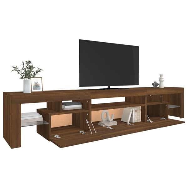 The Living Store Tv-bänk med LED-belysning brun ek 215x36,5x40 cm - TV-bänkar