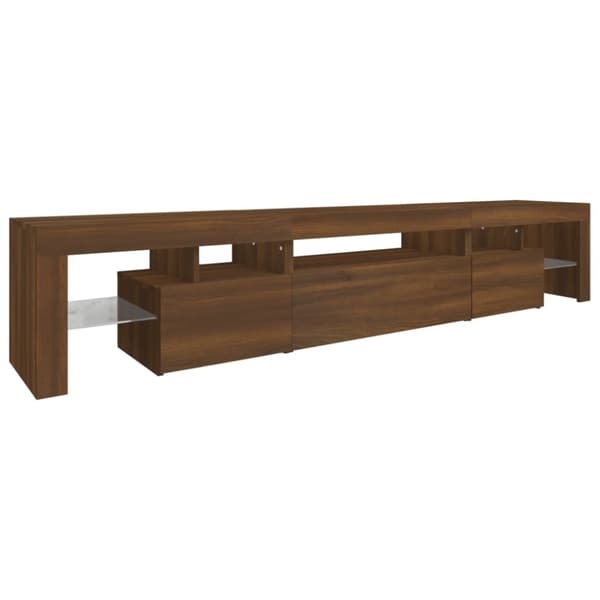 The Living Store Tv-bänk med LED-belysning brun ek 215x36,5x40 cm - TV-bänkar