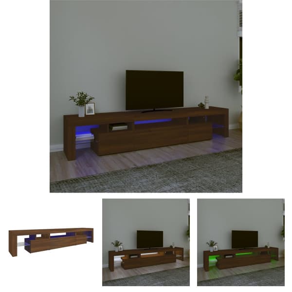 The Living Store Tv-bänk med LED-belysning brun ek 215x36,5x40 cm - TV-bänkar