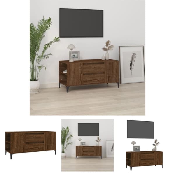 The Living Store TV-taso ruskea tammi 102x44,5x50 cm tekninen puu -  TV-tasot