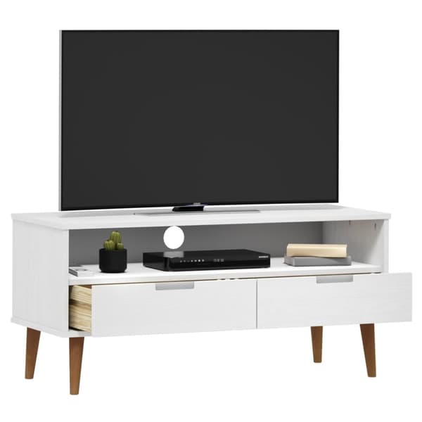 The Living Store tv-skab MOLDE 106x40x49 cm massivt fyrretræ hvid -  TV-møbler