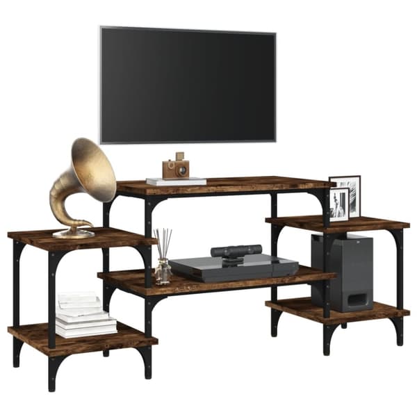 The Living Store tv-bord 117x35x52 cm konstrueret træ røget egetræsfarve - TV-møbler