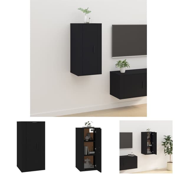 The Living Store væghængt tv-skab 40x34,5x80 cm sort -  TV-møbler