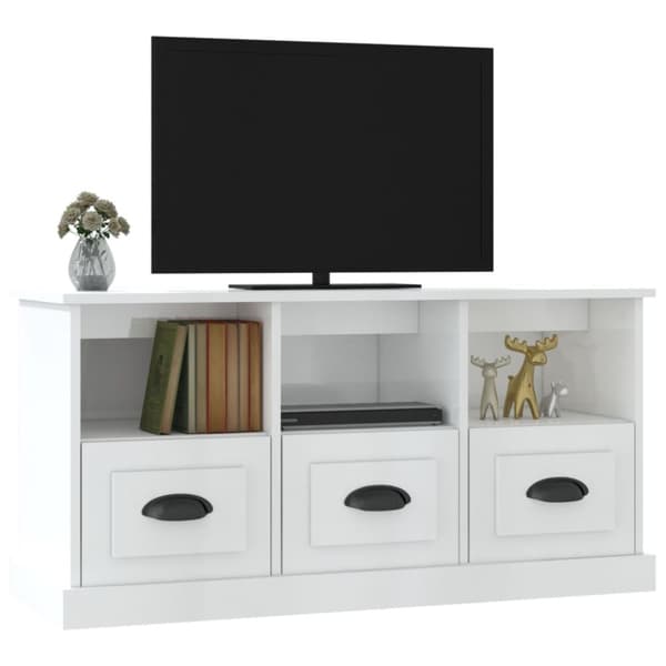 The Living Store Tv-bänk vit högglans 100x35x50 cm konstruerat trä - TV-bänkar