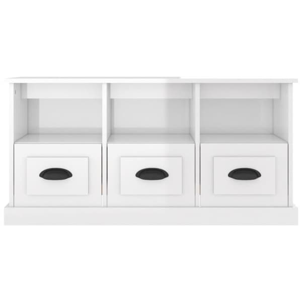 The Living Store Tv-bänk vit högglans 100x35x50 cm konstruerat trä - TV-bänkar