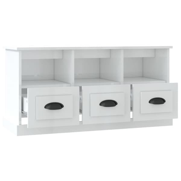 The Living Store Tv-bänk vit högglans 100x35x50 cm konstruerat trä - TV-bänkar