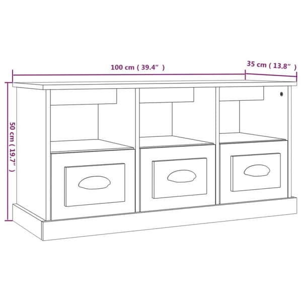 The Living Store Tv-bänk vit högglans 100x35x50 cm konstruerat trä - TV-bänkar