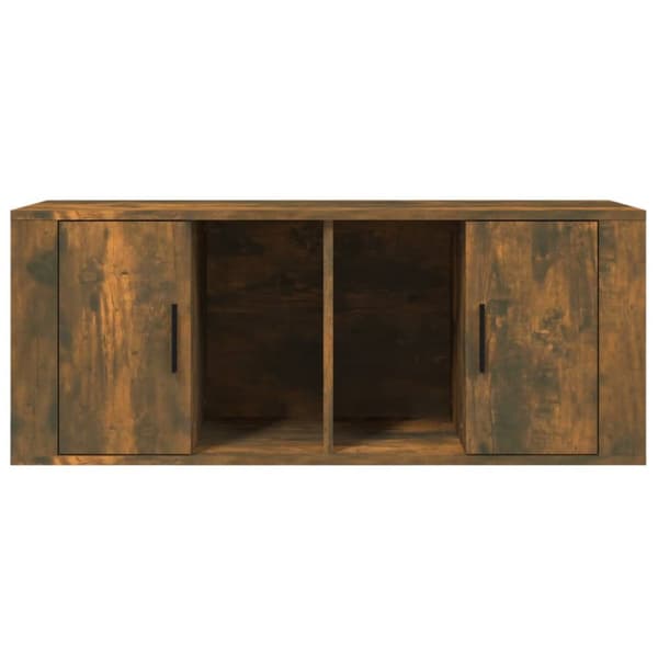 The Living Store Tv-bänk rökfärgad ek 100x35x40 cm konstruerat trä - TV-bänkar
