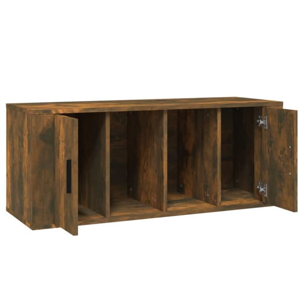 The Living Store Tv-bänk rökfärgad ek 100x35x40 cm konstruerat trä - TV-bänkar