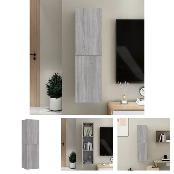 The Living Store væghængt tv-skab 30,5x30x110 cm grå sonoma-eg - TV-møbler