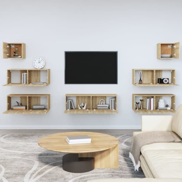 The Living Store 7-osainen TV-kaappisarja Sonoma-tammi tekninen puu - TV-tasot