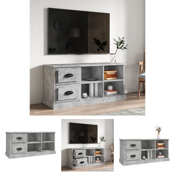 The Living Store TV-taso betoninharmaa 102x35,5x47,5 cm tekninen puu -  TV-tasot