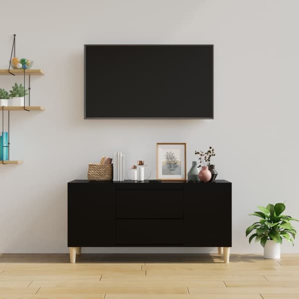 The Living Store Tv-bänk svart 102x44,5x50 cm konstruerat trä -  TV-bänkar