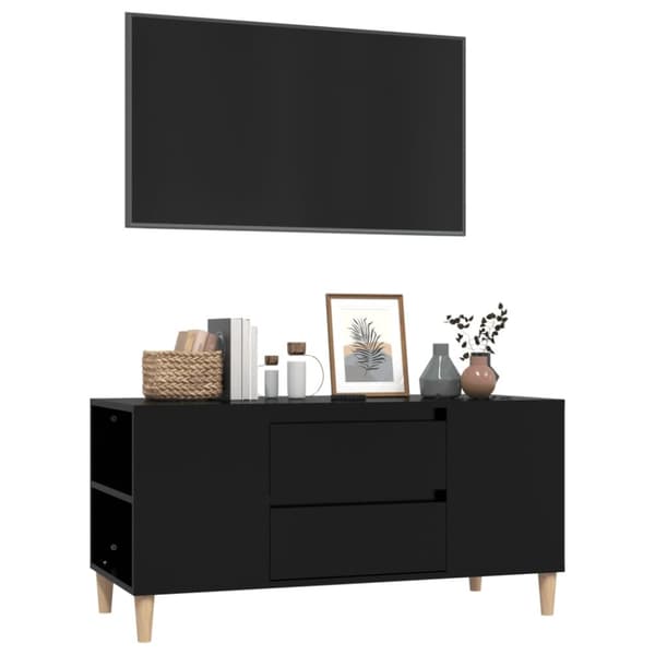 The Living Store Tv-bänk svart 102x44,5x50 cm konstruerat trä -  TV-bänkar