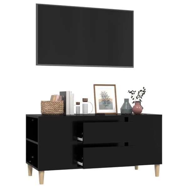 The Living Store Tv-bänk svart 102x44,5x50 cm konstruerat trä -  TV-bänkar