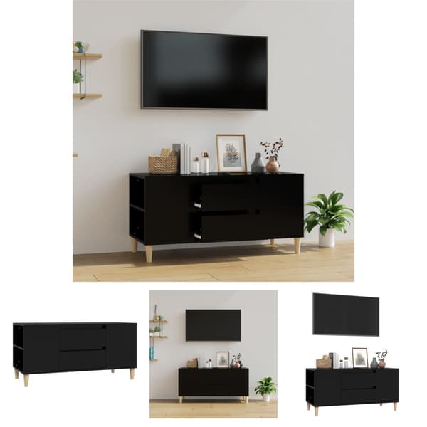 The Living Store Tv-bänk svart 102x44,5x50 cm konstruerat trä -  TV-bänkar