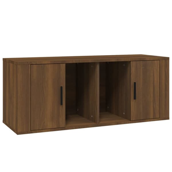 The Living Store tv-bord 100x35x40 cm konstrueret træ brun egetræsfarve - TV-møbler