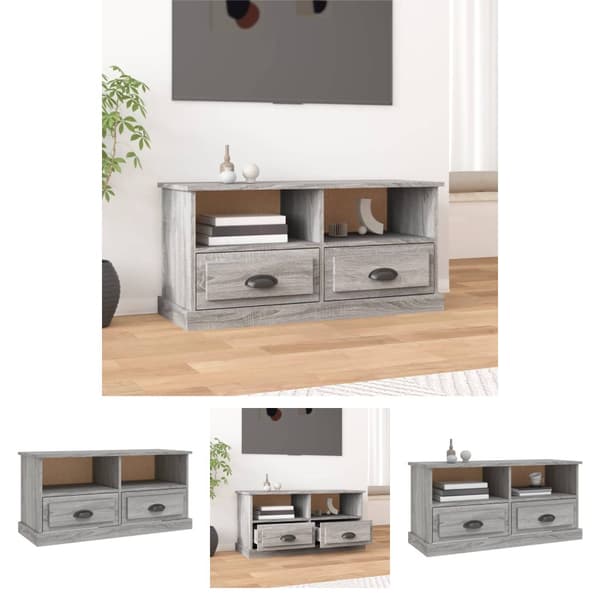 The Living Store tv-bord 93x35,5x45 cm konstrueret træ grå sonoma-eg - TV-møbler