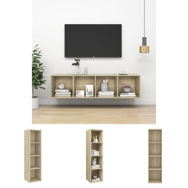 The Living Store væghængt reol 37x37x142,5 cm spånplade sonoma-eg - TV-møbler