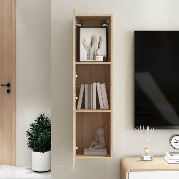 The Living Store tv-bord 30,5x30x110 cm konstrueret træ sonoma-eg -  TV-møbler