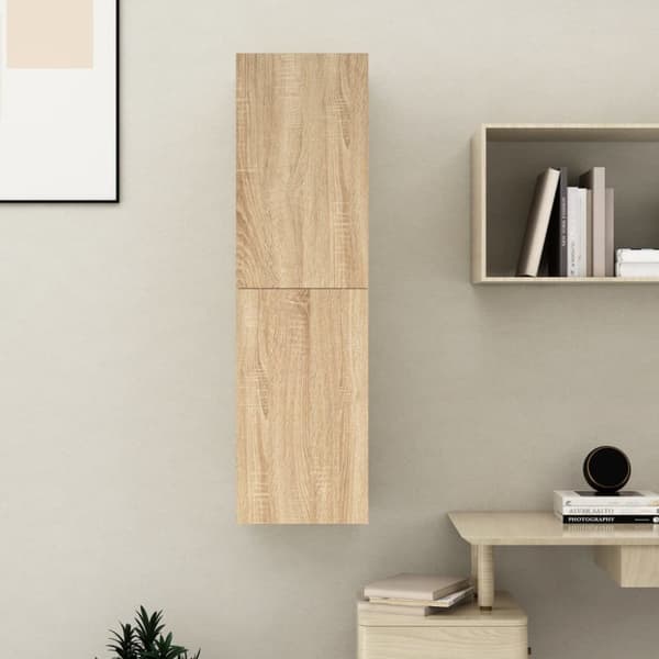 The Living Store tv-bord 30,5x30x110 cm konstrueret træ sonoma-eg -  TV-møbler
