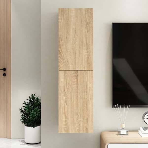 The Living Store tv-bord 30,5x30x110 cm konstrueret træ sonoma-eg -  TV-møbler