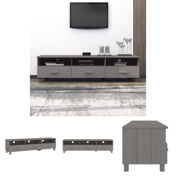 The Living Store tv-skab HAMAR 158x40x40 cm massivt fyrretræ lysegrå -  TV-møbler
