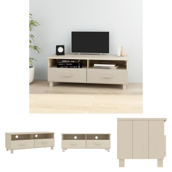 The Living Store tv-skab HAMAR 106x40x40 cm massivt fyrretræ honningbrun -  TV-møbler