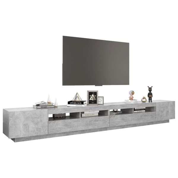 The Living Store tv-skab med LED-lys 300x35x40 cm betongrå -  TV-møbler