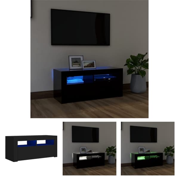 The Living Store TV-taso LED-valoilla musta 90x35x40 cm -  TV-tasot