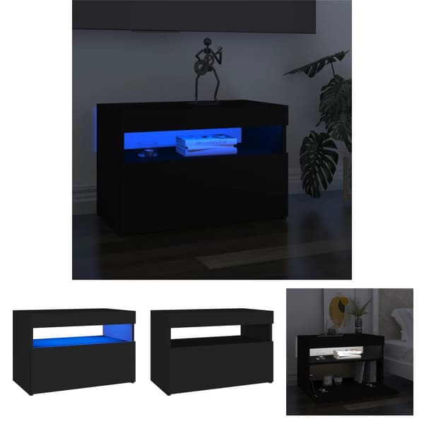 The Living Store TV-bänk med LED-belysning svart 60x35x40 cm -  TV-bänkar